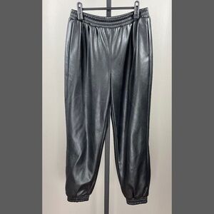 Apparis Pants Womens Small black faux leather jogger moto athleisure city goth